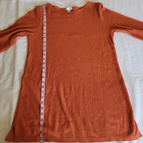 J Jill Women's Size Small Orange Long Sleeve Round Neck Textured Knit Sweater - Picture 12 of 14